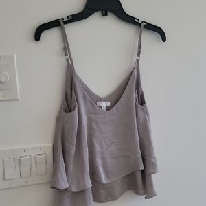 Leith Tan Sleeveless Asymmetrical Crop Camisole